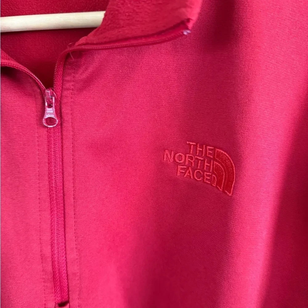 The North Face Men’s Red Logo Quarter-Zip Sweatshirt Fleece Pullover, XL